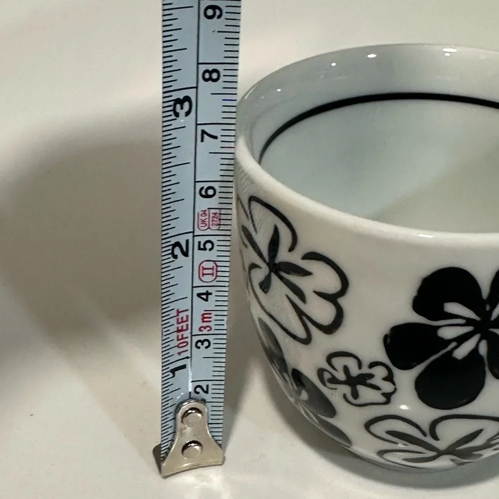 Pier 1 Imports Akina sake or tea cups Black And White Floral Cups Set Of 2